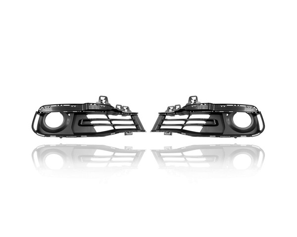 Fog Light Cover - Compatible/Replacement for '16-18 BMW 3-Series Sedan/Wagon Hybrid/Luxury Without M-Sport - Front Bezel - Pair, Left Driver + Right Passenger Set - 51117396878, 51117396877