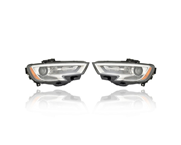 Headlight - Compatible/Replacement for '16-18 Audi A3 Sportback E-Tron - HID - Pair, Left Driver + Right Passenger Set - 8V0941044K, 8V0941043K