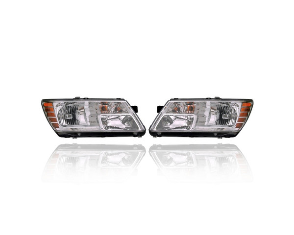 Headlight Assembly - Compatible/Replacement for '09-20 Dodge Journey - Halogen, Chrome Interior Bezel - Pair, Left Driver + Right Passenger Set - 5116288AD, 5116289AD - CAPA