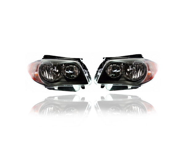 Headlight Assembly - Compatible/Replacement for '08-11 BMW 1-Series Coupe/Convertible 128i/135i - Halogen - Pair, Left Driver + Right Passenger Set - 63116924668, 63116924667 - CAPA