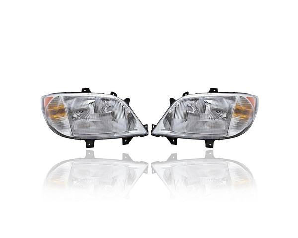 Headlight Assembly - Compatible/Replacement for '03-06 Dodge Sprinter - Without Fog Lamp - Pair, Left Driver + Right Passenger Set - 5124528AA, 5124526AA - CAPA