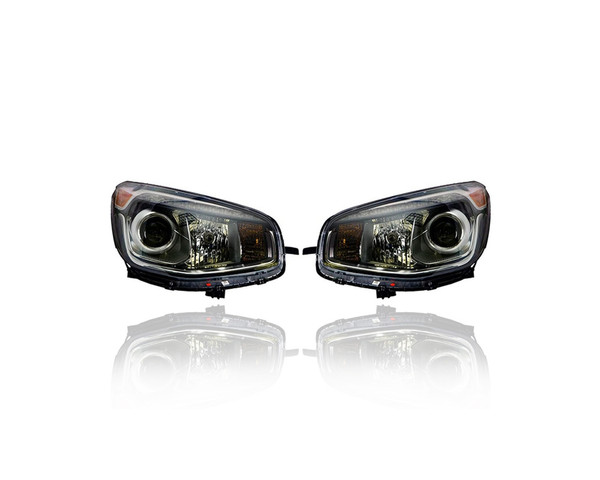 Headlight Assembly - Compatible/Replacement for '14-16 Kia Soul - HID With LED Daytime Running Light/Adaptive System - Pair, Left Driver + Right Passenger Set - 92102B2130, 92101B2130 - CAPA