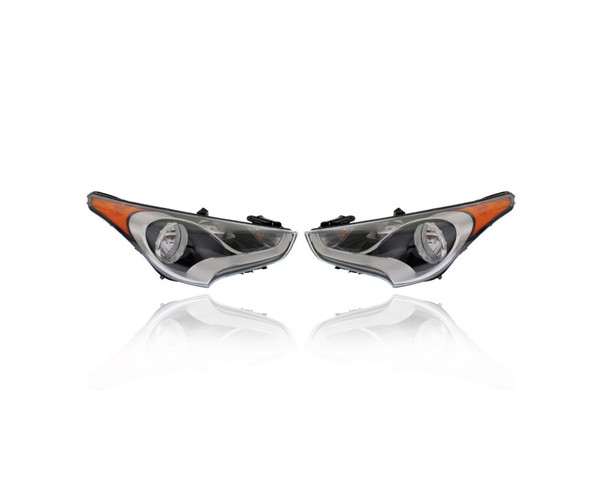 Headlight Assembly - Compatible/Replacement for '12-17 Hyundai Veloster Base/Value/1.6L - Halogen With LED Daytime Running Light - Pair, Set - 921022V000, 921012V000 - CAPA