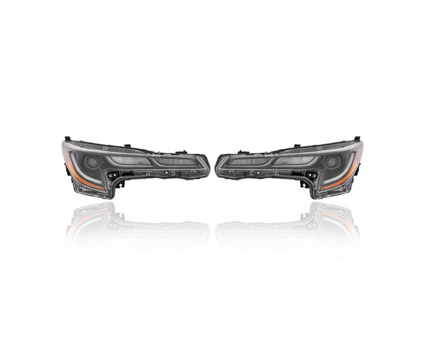 Headlight Assembly - Compatible/Replacement for '20-22 Toyota Corolla Sedan Nightshade/Apex (North American-Built) - LED, Black - Pair, Left Driver + Right Passenger Set - 8111002P50, 8115002P50