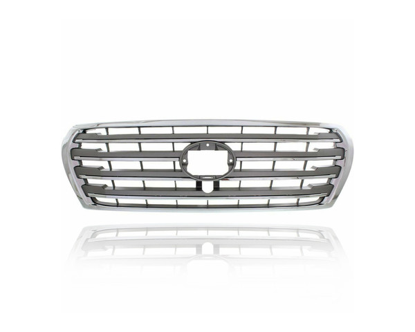 Grille - Compatible/Replacement for '13-15 Toyota Land Cruiser - Chrome Frame Silver Insert, Emblem Provision - 5310160916