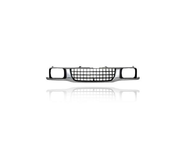 Grille - Compatible/Replacement for '93-95 Isuzu Pickup - Chrome Frame Gray Insert, Emblem Provision - 8970450622