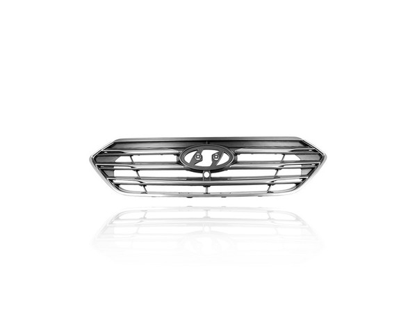 Grille - Compatible/Replacement for '17-18 Hyundai Santa Fe Sport 2.0t Ultimate - Chrome Frame Black Insert With Camera Hole, Emblem Provision - 863514Z510, CAPA