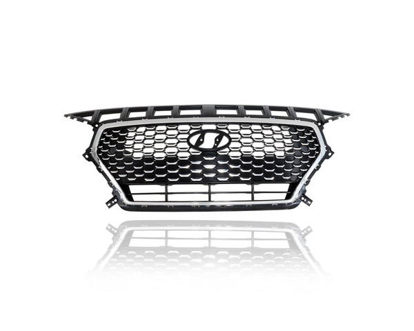 Grille - Compatible/Replacement for '18-20 Hyundai Elantra GT Hatchback Base/Sport-Only - Chrome Frame, Black Insert, Emblem Provision - 86350G3010, CAPA