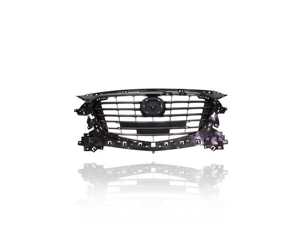 Grille - Compatible/Replacement for '17-18 Mazda Mazda3 Sedan/Hatchback Sport/Touring - Gray Frame Insert, Emblem Provision - BANE50712D, CAPA