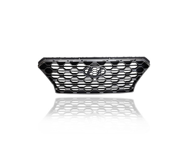 Grille - Compatible/Replacement for '19-20 Hyundai Santa Fe Limited/Ultimate - Chrome Frame Black Insert With Camera Hole, Emblem Provision - 86350S2110