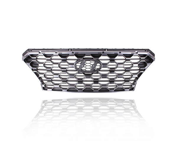 Grille - Compatible/Replacement for '19-20 Hyundai Santa Fe SE/SEL/Plus/Limited - Chrome Frame Black Insert Without Camera Hole, Emblem Provision - 86350S2100, CAPA