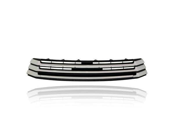 Grille - Compatible/Replacement for '17-19 Toyota Highlander/Hybrid LE/Plus/XLE - Silver Frame Without Camera Hole - 531020E070
