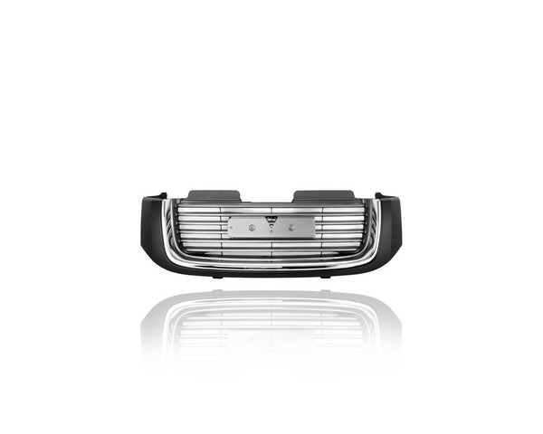 Grille - Compatible/Replacement for '02-05 GMC Envoy SLT - Chrome/Black With Washer Hole, Emblem Provision - 15005578