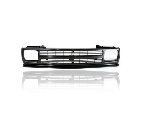 Grille - Compatible/Replacement for '91-93 Chevrolet S10, 91-94 Blazer - Black Frame Bar Insert, Emblem Provision - 15678982