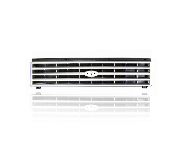 Grille - Compatible/Replacement for '86-88 Ford Aerostar Without Sport - Argent/Black, Emblem Provision - E69Z8200A