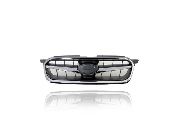Grille - Compatible/Replacement for '08-09 Subaru Legacy - Upper Chrome Frame, Silver Trim Black Insert, Emblem Provision - 91121AG20A