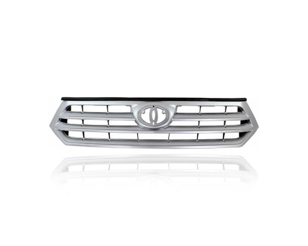 Grille - Compatible/Replacement for '11-13 Toyota Highlander/Hybrid - Upper Silver Frame, Black Insert, Emblem Provision - 531010E020