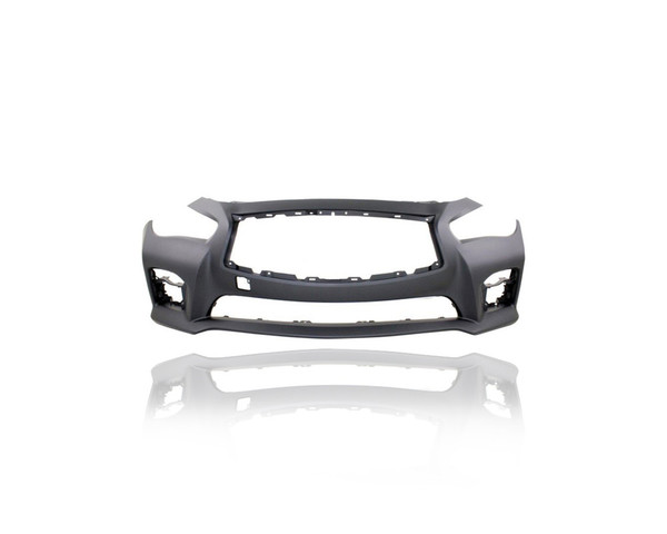 Bumper Cover - Compatible/Replacement for '14-17 Infiniti Q50/Hybrid Sport/Red 400 - Front, Primed Without Sensor Hole, 620224HD0H