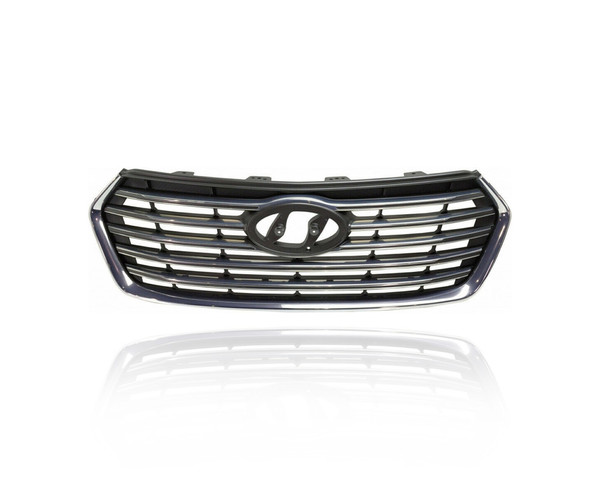 Grille - Compatible/Replacement for '17-18 Hyundai Santa Fe, 19-19 XL/SE - Main Upper, Chrome Frame Without Camera Hole - 86350B8BA0 CAPA