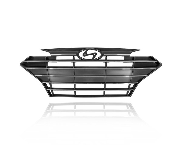 Grille - Compatible/Replacement for '19-20 Hyundai Elantra Sedan SE/SEL/Value/Eco - Main, Chrome Frame Black Insert Without Cruise Sensor Hole - 86350F3510 CAPA