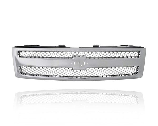 Grille - Compatible/Replacement for '12-13 Chevrolet Silverado 1500 - Chrome Frame/Mesh - 22849840 CAPA