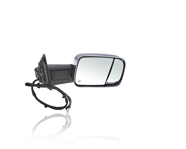 Door Mirror - Compatible/Replacement for '19-20 RAM 1500 With Towing Package - Heated With Blind Spot Detection, Signal/Puddle Lamp, Memory, Chrome - Right Hand - Passenger - 68276478AE