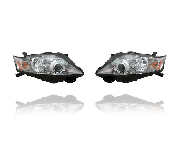 Headlight Assembly - Compatible/Replacement for '10-12 Lexus RX350 (Canada-Built) - HID/Xenon, Chrome Interior Bezel - Pair, Left Driver + Right Passenger Set - 811100E061, 811500E061 CAPA