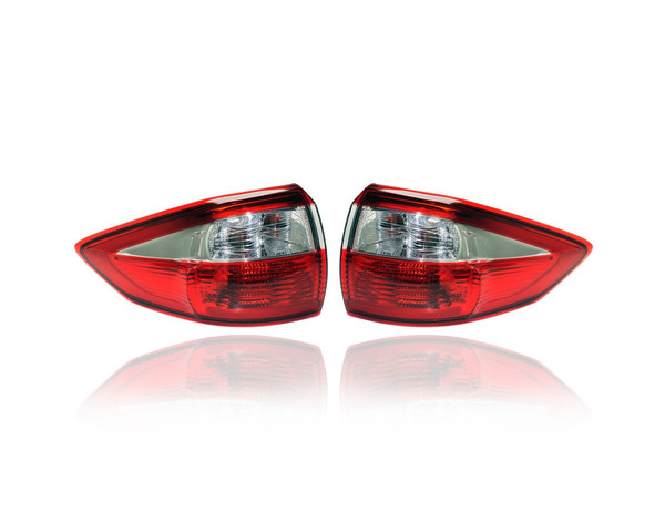 Tail Light Assembly - Compatible/Replacement for '13-16 Ford C-Max Hybrid/Energi-SE/SEL - Outer Body, Halogen - Pair, Left Driver + Right Passenger Set - DM5Z13404A, DM5Z13405A CAPA