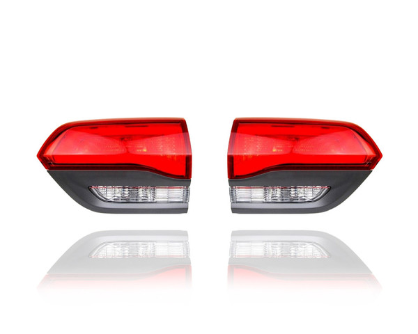 Tail Light Assembly Compatible/Replacement for '14-22 Jeep Grand Cherokee/WK Halogen On Liftgate, Gray Trim Without Platinum Insert Pair, Left Driver + Right Passenger Set 68236106AB, 68236107AB