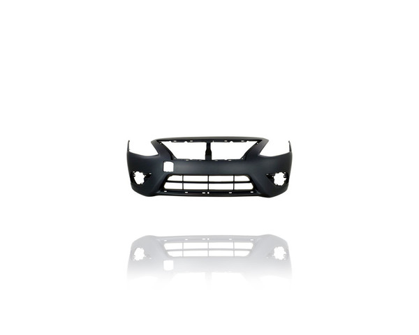 Bumper Cover - Compatible/Replacement for '15-18 Nissan Versa Sedan SV/SE/SL - Front, Primed With Lower Chrome Molding Hole - FBM229KM1J