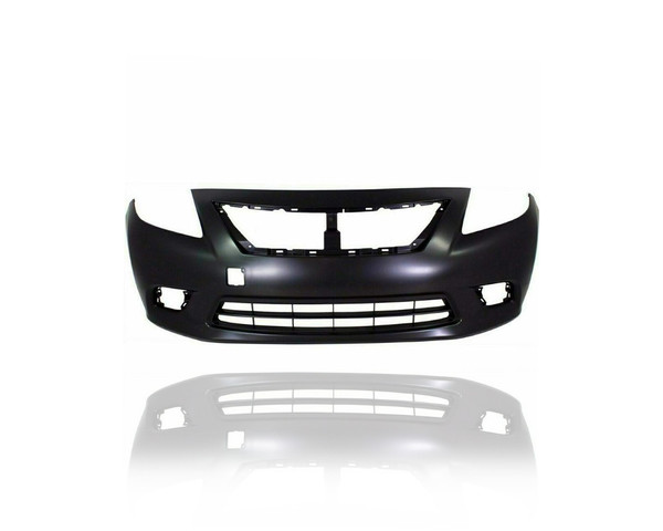 Bumper Cover - Compatible/Replacement for '12-14 Nissan Versa Sedan S/Plus (Black Trim Grille Model) - Front, Primed - FBM223BA0J CAPA