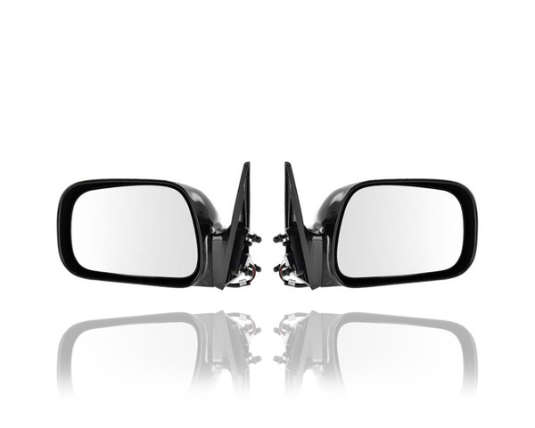 Door Mirror For 8791033500C0; 8794033460C0 02-06 Toyota Camry USA/Japan-Build - Non-Heated, Power, Pair, Both Left Hand Driver + Right Hand Passenger Set, Black