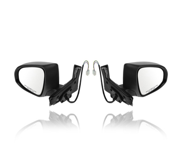 Door Mirror For 8791052E10; 8794052D90 12-19 Toyota Prius C - Power, Without Heat, With Side Lamp, Black, Pair, Left Hand Driver + Right Hand Passenger Set, Paint-to-Match (Unpainted)