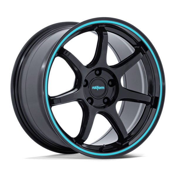 RC208 BPU - 18in, Flow Formed Aluminum, Gloss Black W/ Teal Stripe, 18X9.5, 5X100, 38mm, 194933385898, 194933385898