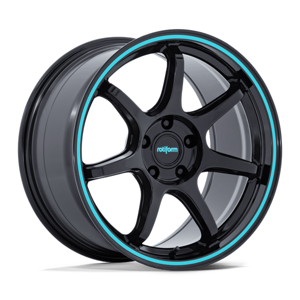 RC208 BPU - 19in, Flow Formed Aluminum, Gloss Black W/ Teal Stripe, 19X9.5, 5X112, 30mm, 194933385782, 194933385782