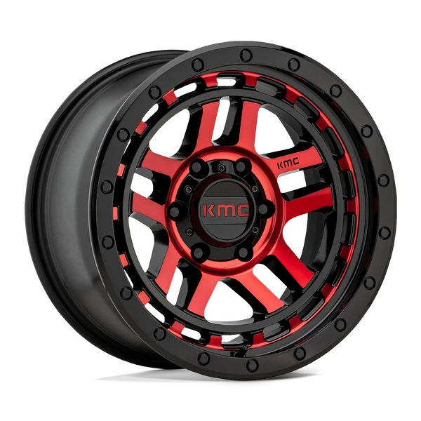 Recon - 17in, Cast Aluminum, Gloss Black Mach W/ Red Tint, 17X9, 6X5.5, -12mm, 194933005932, 194933005932