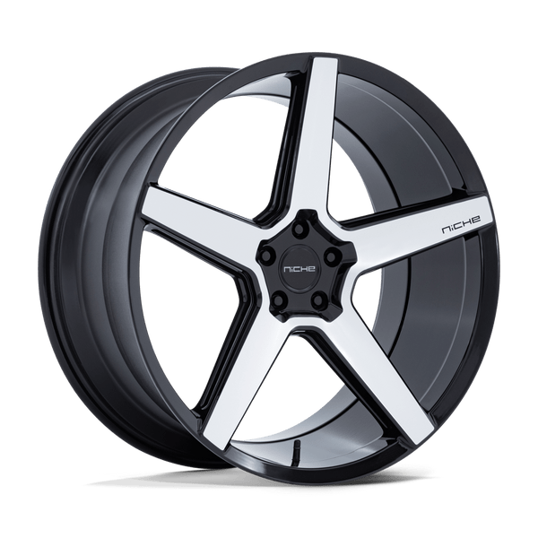 Modena - 20in, Cast Aluminum, Gloss Black W/ Machined Face, 20X9, 5X115, 15mm, 194933400461, SAE J2530 JWL VIA, 194933400461