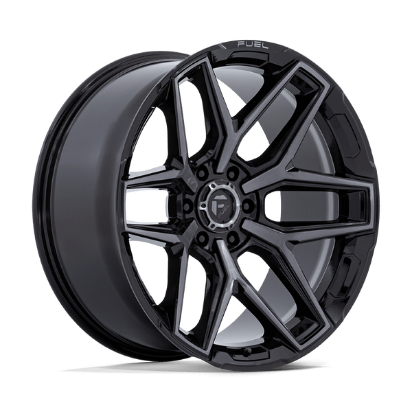Flux - 22in, Cast Aluminum, Gloss Black Brush Fc Gray Dddt, 22X10, 6X5.5, -18mm, 194933309184, SAEJ2530, 194933309184