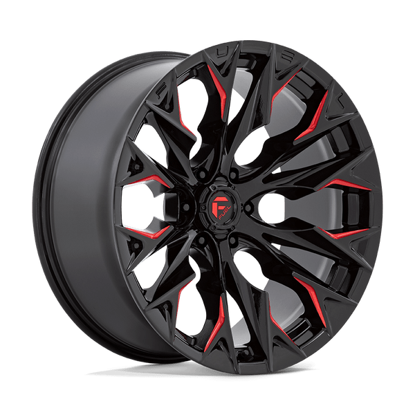 Flame - 22in, Cast Aluminum, Gloss Black Mill W/ Candy Red, 22X10, 6X5.5, -18mm, 194933188925,, 194933188925