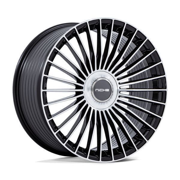 Serene - 20in, Flow Formed Aluminum, Gloss Black W/ Machined Face, 20X9, 5X112/4.5, 35mm, 194933373383, SAE J2530 JWL VIA, 194933373383