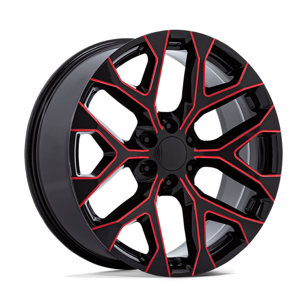 PR177 - 20in, Cast Aluminum, Gloss Black Red Milled, 20X9, 6X5.5, 24mm, 194933327119, SAE J2530 JWL VIA, 194933327119