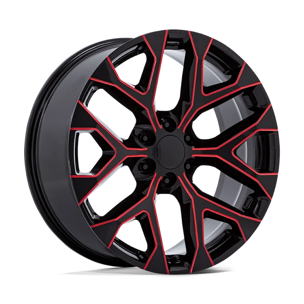 PR177 - 22in, Cast Aluminum, Gloss Black Red Milled, 22X9, 6X5.5, 24mm, 194933343010, SAE J2530 JWL VIA, 194933343010