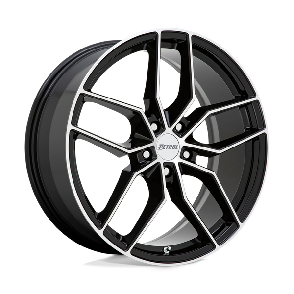 P5C - 17in, Cast Aluminum, Gloss Black W/ Mach Cut Face, 17X8, 5X4.5, 40mm, 195338080401, 195338080401