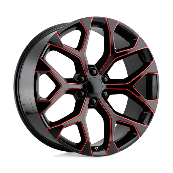 PR176 - 20in, Cast Aluminum, Gloss Black Red Milled, 20X9, 6X5.5, 24mm, 757558761487, SAE J2530 JWL VIA, 757558761487