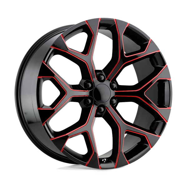 PR176 - 22in, Cast Aluminum, Gloss Black Red Milled, 22X9, 6X5.5, 24mm, 757558761456, SAE J2530 JWL VIA, 757558761456