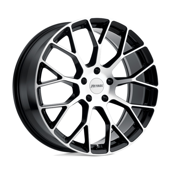 P2B - 19in, Cast Aluminum, Gloss Black W/ Mach Cut Face, 19X8, 5X4.5, 40mm, 195338033711, 195338033711