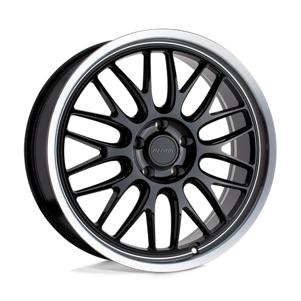P4C - 19in, Cast Aluminum, Gloss Black W/ Mach Cut Lip, 19X8, 5X4.5, 40mm, 195338161971, 195338161971