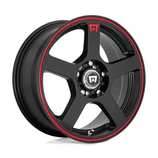 FS5 - 16in, Cast Aluminum, Matte Black W/ Red Stripe, 16X7, 5X100/4.5, 40mm, 843962049492, SAE J2530, 843962049492
