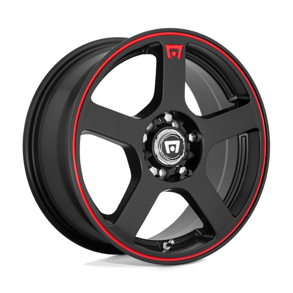 FS5 - 18in, Cast Aluminum, Matte Black W/ Red Stripe, 18X8, 5X100/4.5, 35mm, 843962049409, SAE J2530, 843962049409