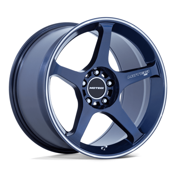 Battle V - 18in, Flow Formed Aluminum, Obsidian Blue Mach Lip Stripe, 18X9.5, 5X120, 0mm, 194933376544, SAE J2530 JWL VIA, 194933376544